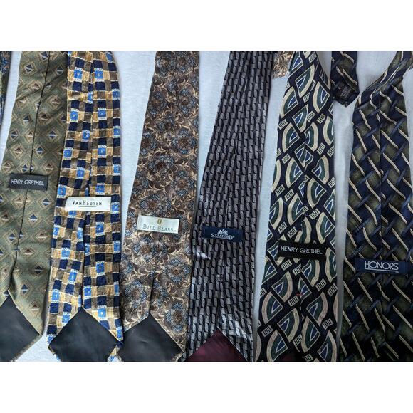 Lot Of 10 Mens Ties Silk Bill Blass Henry Grethel Stafford Honors Van Heusen - Picture 9 of 10